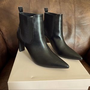 Justfab slip-on booties, 3” block heel